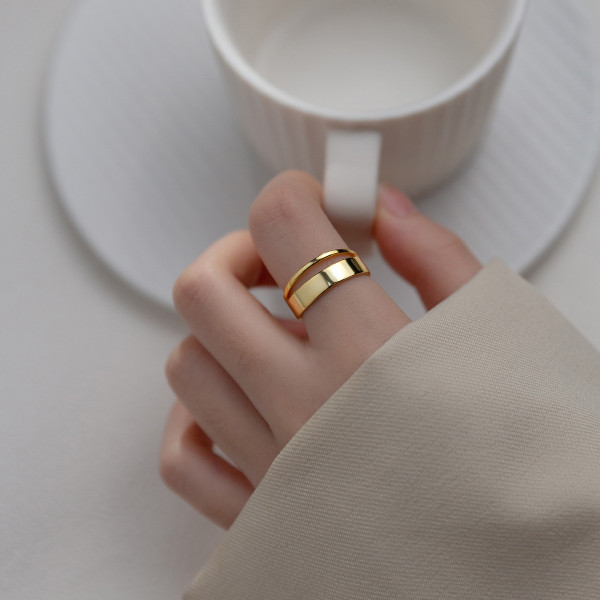 A36213 s925 sterling silver doublelayer hollowed ring