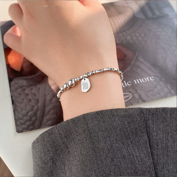 A45735 s925 silver dainty simple charm bracelet