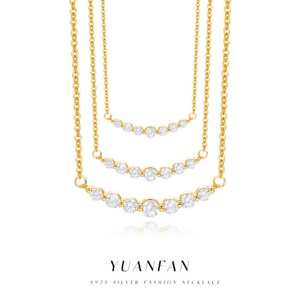 A41642 s925 silver cubic zirconia necklace