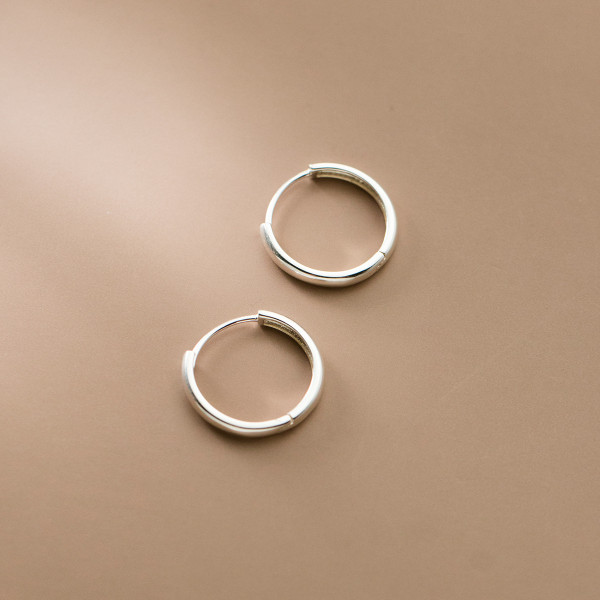 A35562 s925 sterling silver chic simple small trendy circle unique earrings
