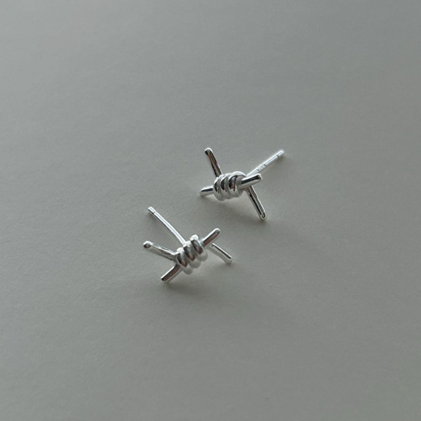 A41407 sterling silver twist stud simple elegant earrings