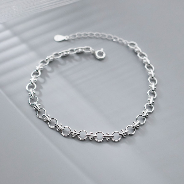A38057 s925 sterling silver circle hollowed charm design bracelet