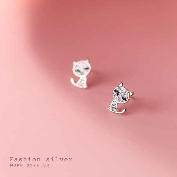 A31668 s925 sterling silver simple rhinestone cute cute chic earrings