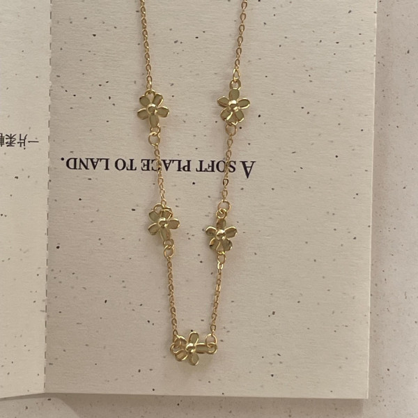 A44727 sterling silver flower simple necklace