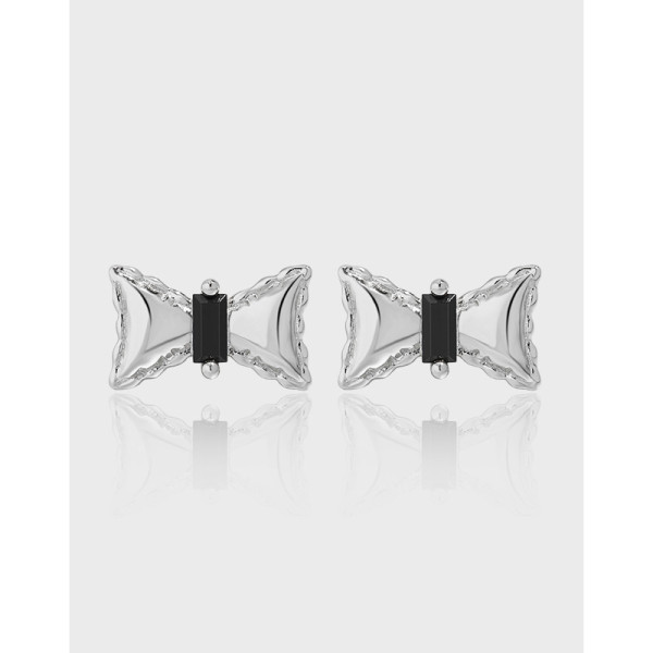 A38892 design simple unique butterfly black rhinestone s925 sterling silver stud earrings