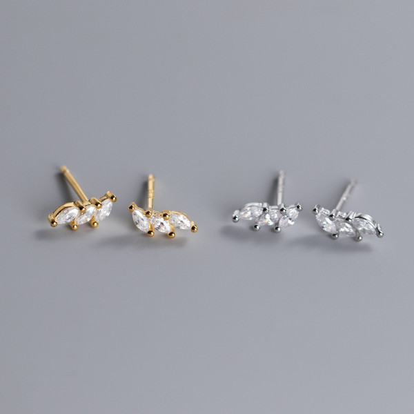 A36817 s925 sterling silver unique cute leaf earrings