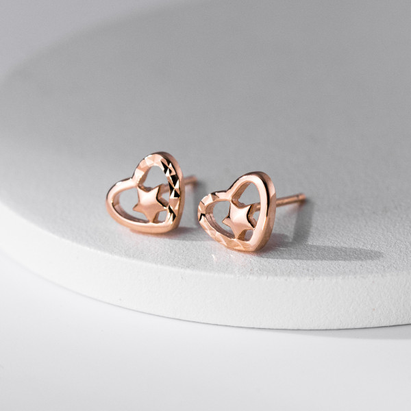 A38543 s925 sterling silver heart stars stud sweet elegant design earrings