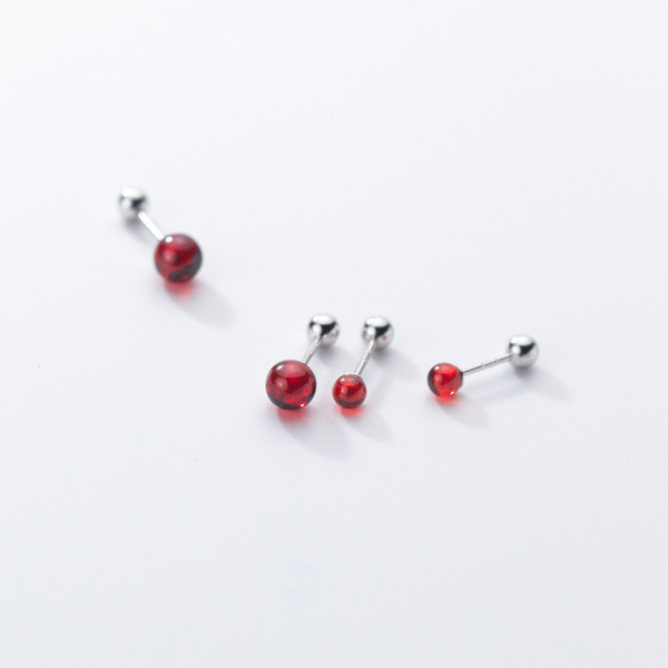 A33859 s925 sterling silver trendy simple garnet earrings
