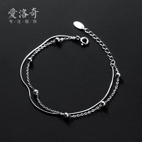 A33343 s925 sterling silver doublelayer charm bracelet