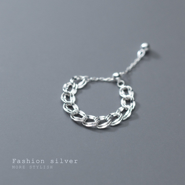 A32188 s925 sterling silver hollowed chain adjustable chi ring