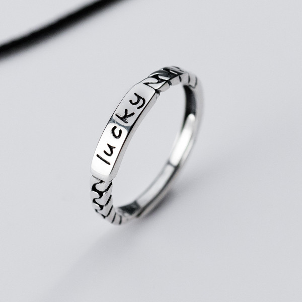 A43303 s925 sterling silver thai hollowed chain bar unique ring