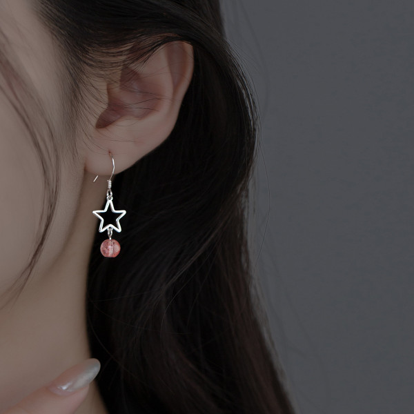 A39595 s925 silver fashion strawberry earrings sweet stars dangle earrings earrings