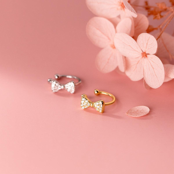 A43046 s925 silver trendy piercing butterfly rhinestone clipon simple earrings