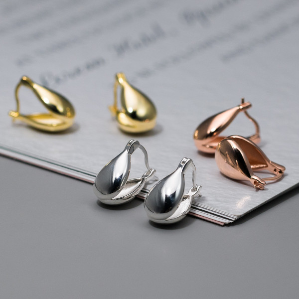 A42524 s925 sterling silver teardrop fashion simple earrings