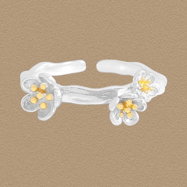 A45484 plated floral sterling silver s925 flower ring