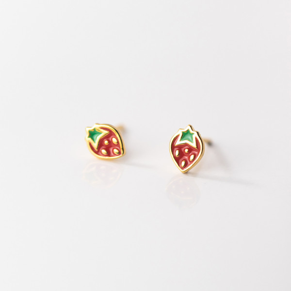 A36678 s925 sterling silver cute strawberry earrings