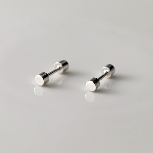 A43564 s925 silver geometric stud simple unique earrings