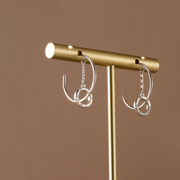 A35637 s925 sterling silver simple geometric circle rhinestone earrings