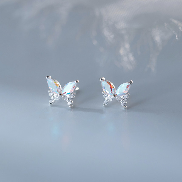 A46080 s925 sterling silver trendy sweet extra butterfly stud earrings