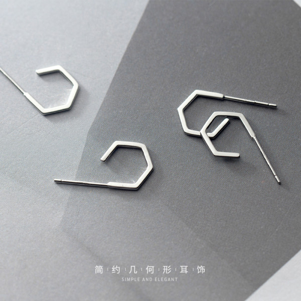 A45506 s925 silver elegant geometric stud fashion simple earrings