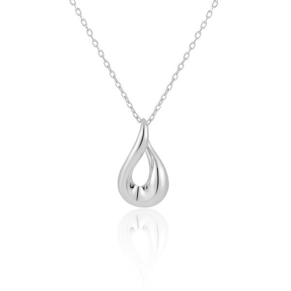 A43342 geometric oval hollowed s925 sterling silver unique necklace