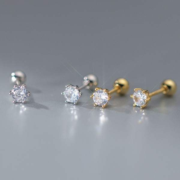 A40722 s925 sterling silver cute rhinestone stud trendy earrings