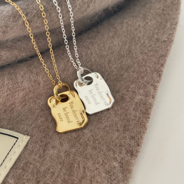 A36784 925 sterling silver geometric letter initial necklace