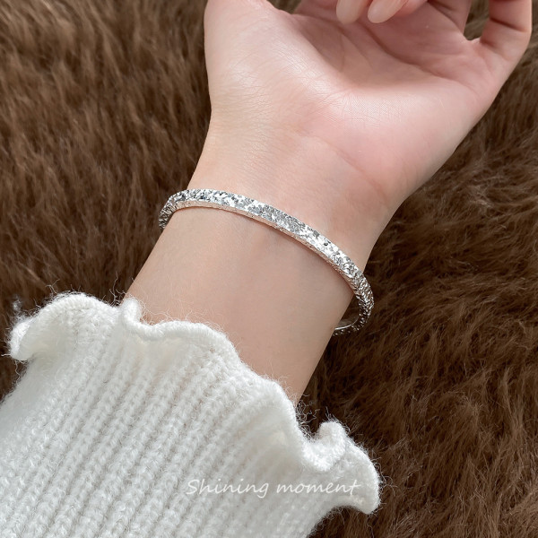 A45979 silver trendy sweet dainty bangle bracelet