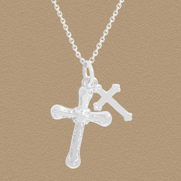 A44645 double cross sterling silver s925 necklace