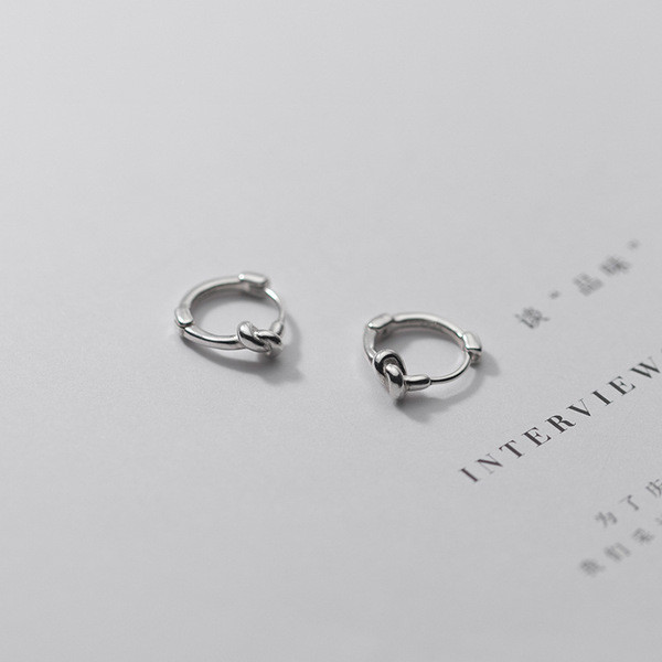 A33834 s925 sterling silver unique fashion simple rope earrings