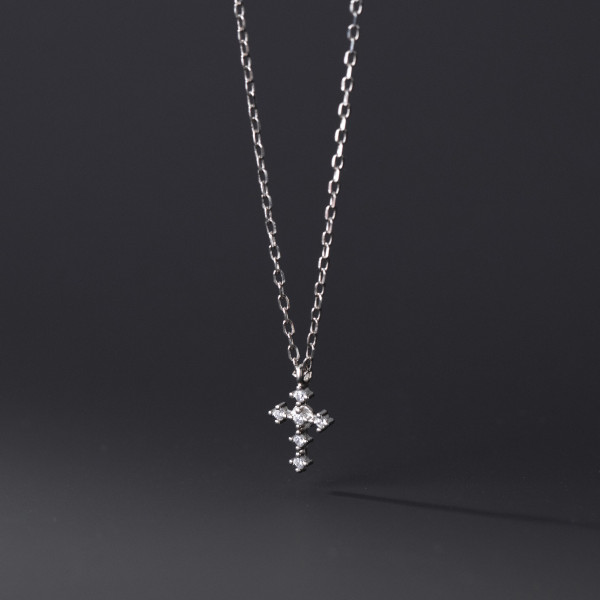 A38338 s925 sterling silver rhinestone design unique necklace
