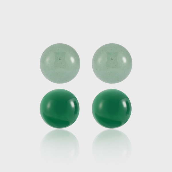 A42088 elegant green jade geometric circle agate s925 sterling silver stud earrings