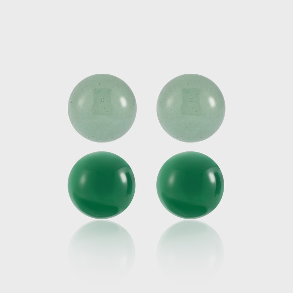 A42088 elegant green jade geometric circle agate s925 sterling silver stud earrings