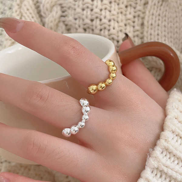 A41290 sterling silver bead simple fashion adjustable ring