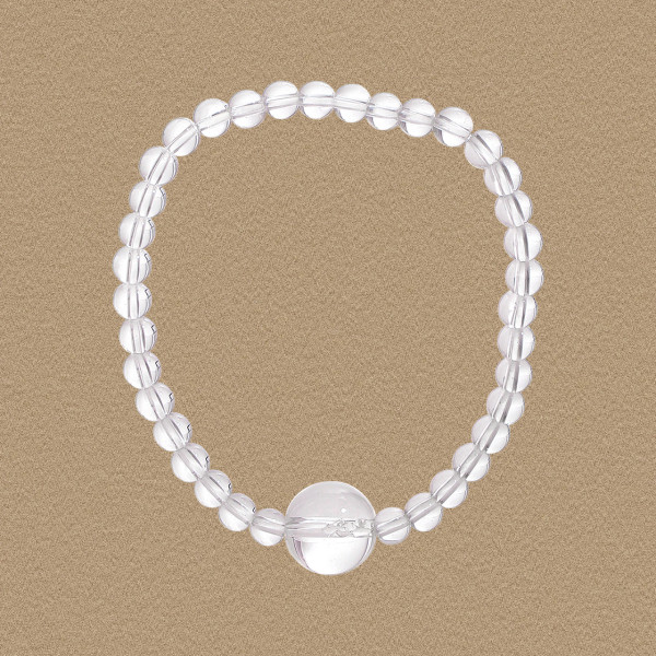 A46223 natural crystal bead stretchy rope charm s925 sterling silver beaded bracelet