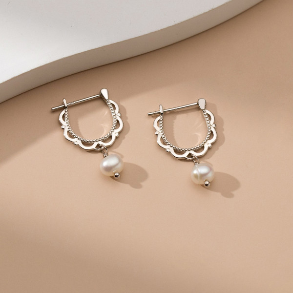 A41298 s925 sterling silver sweet pearl elegant earrings