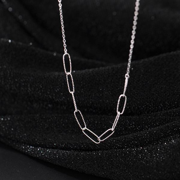 A31228 s925 sterling silver oval chain chic unique necklace
