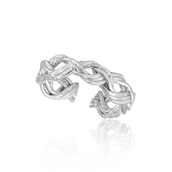 A43596 rope twist s925 sterling silver unique hollowed adjustable ring
