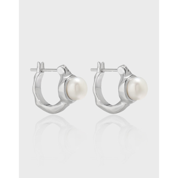 A39371 unique grade s925 sterling silver fresh water pearl stud earrings
