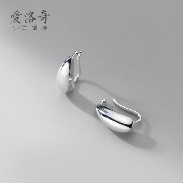 A31688 s925 sterling silver simple chic teardrop clipon unique fashion geometric earrings