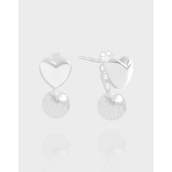 A41730 design ball stud sterling silver s925 heart earrings