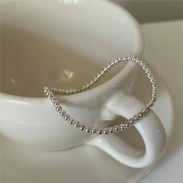 A42729 sterling silver bead simple fashion geometric charm bracelet