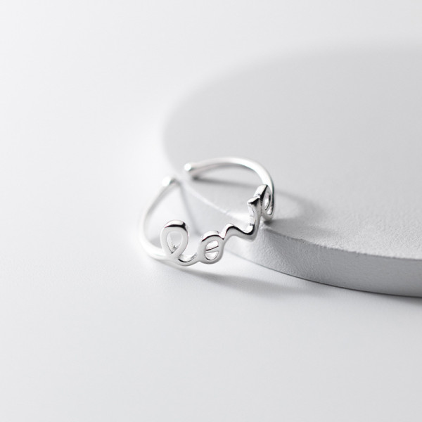 A36323 s925 sterling silver fashion simple unique design cuteLOVE initial ring