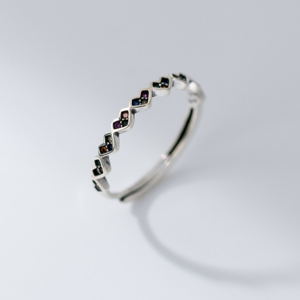 A41921 s925 sterling silver thai heart rhinestone vintage design elegant ring