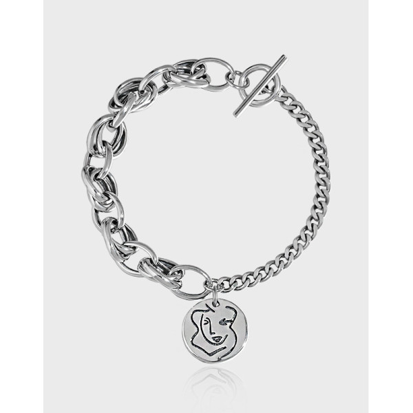 A38653 design vintage quality head s925 sterling silver charm bracelet