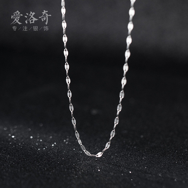 A33005 s925 sterling silver simple sequin chain necklace