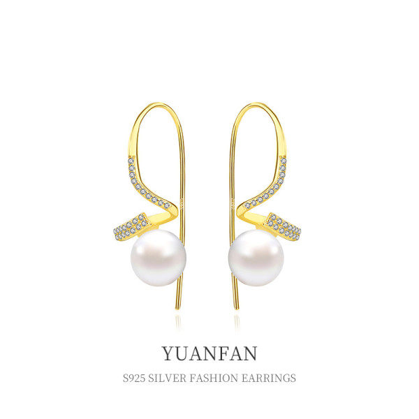 A38598 sterling silver cubic zirconia stud elegant dangle earrings
