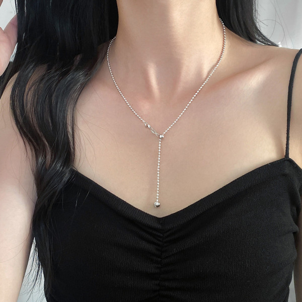 A46399 s925 silver simple moon necklace