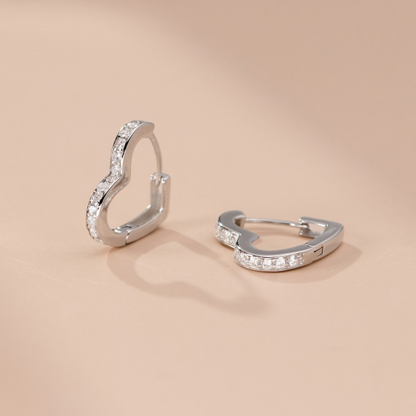 A40026 s925 sterling silver rhinestone heart grade elegant dainty earrings