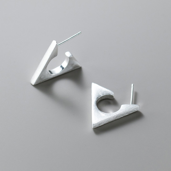 A40966 s925 sterling silver triangle hollowed stud unique earrings